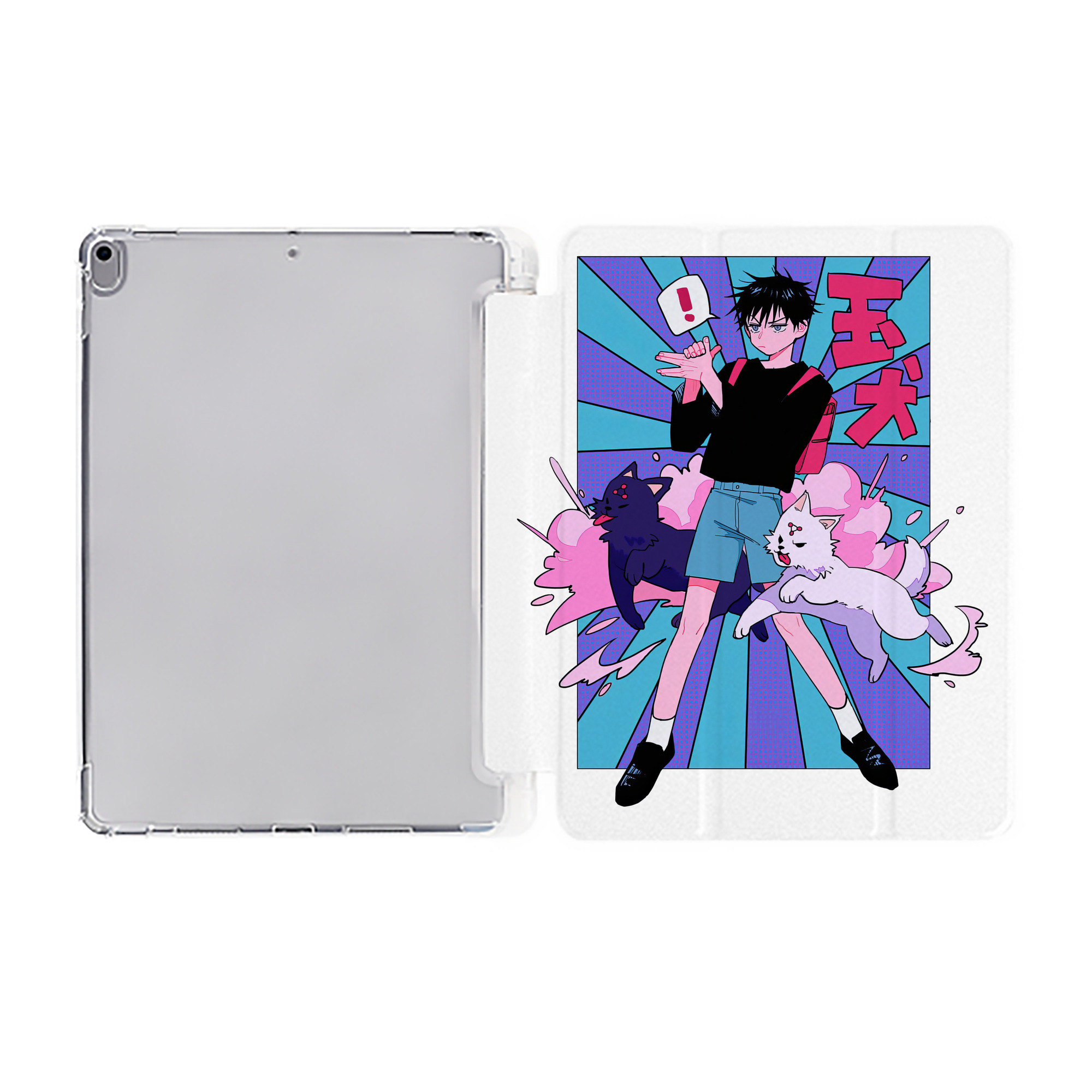 （画像用） 呪術廻戦 Jujutsu Kaisen IPad ケース ペン収納付き 三つ折りスタンド PUレザー×シリコン 対応機種9.5/10.5/10.9インチ